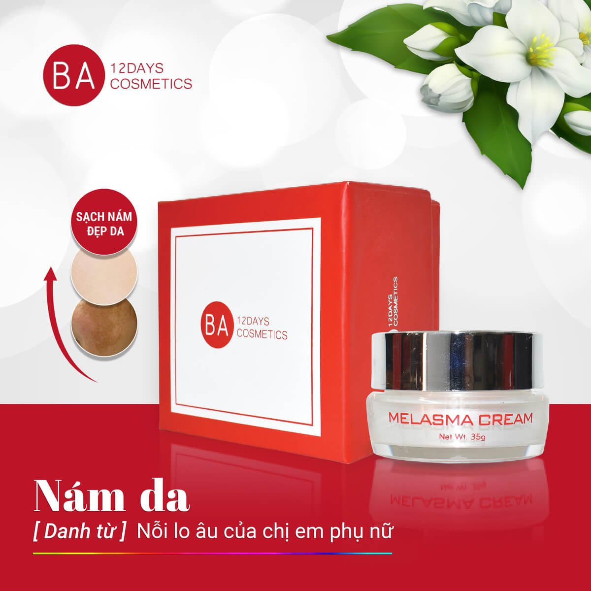 Ba12Days, Ba12Days Cosmetic, BABEAUTY, Cao nám Melasma Cream, Mỹ phẩm thiên nhiên, Mỹ phẩm cao cấp, Top 10 Thương hiệu mỹ phẩm hàng đầu Việt Nam, Chăm sóc toàn diện, Trị nám