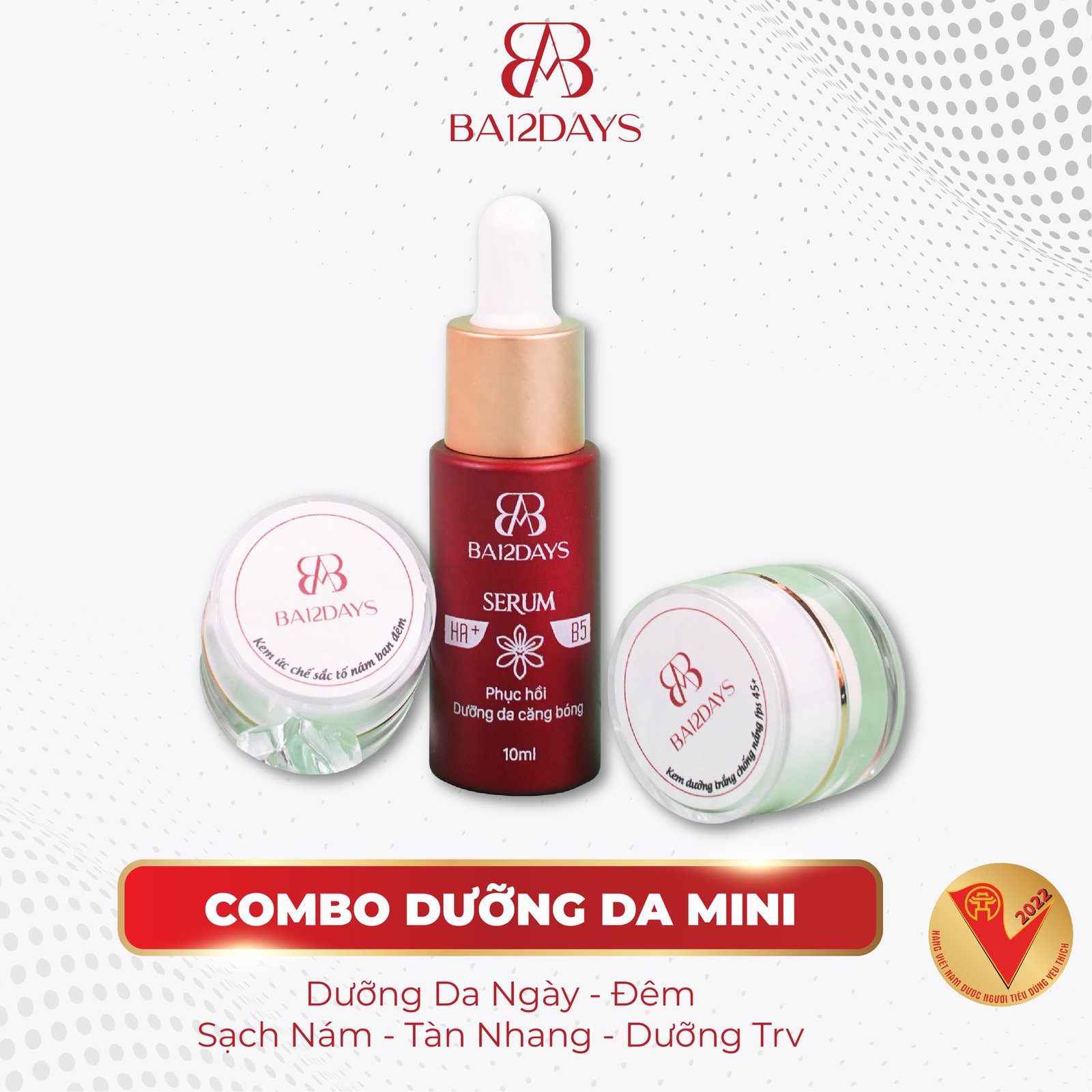 Combo Dưỡng Da Ngày Đêm Ngăn Ngừa Nám Mini - Ba12days Cosmetics