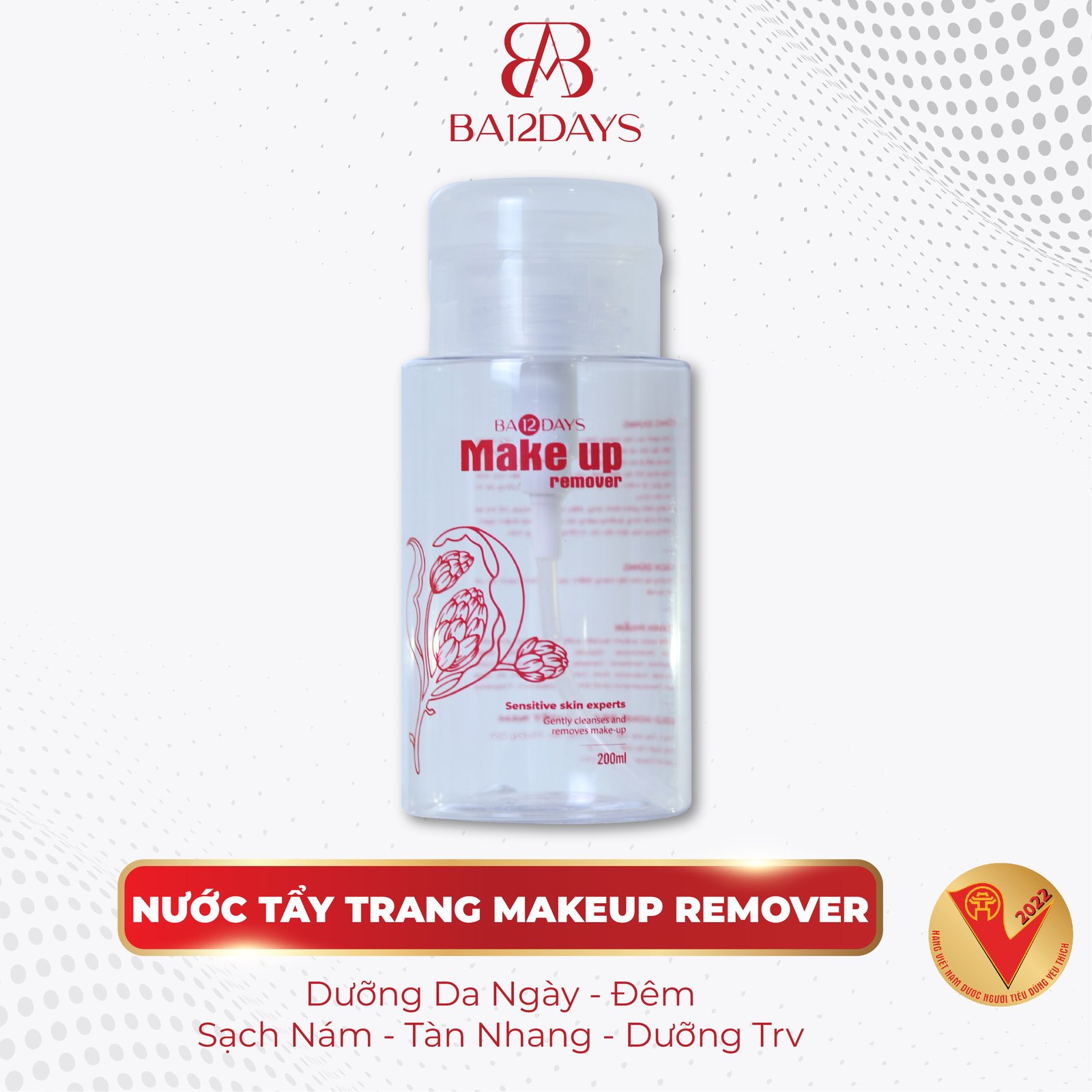 Nước Tẩy Trang  Dịu Nhẹ Make Up Remover - Ba12days Cosmetics 